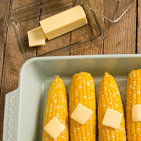 Corn on the cob with melted butter.