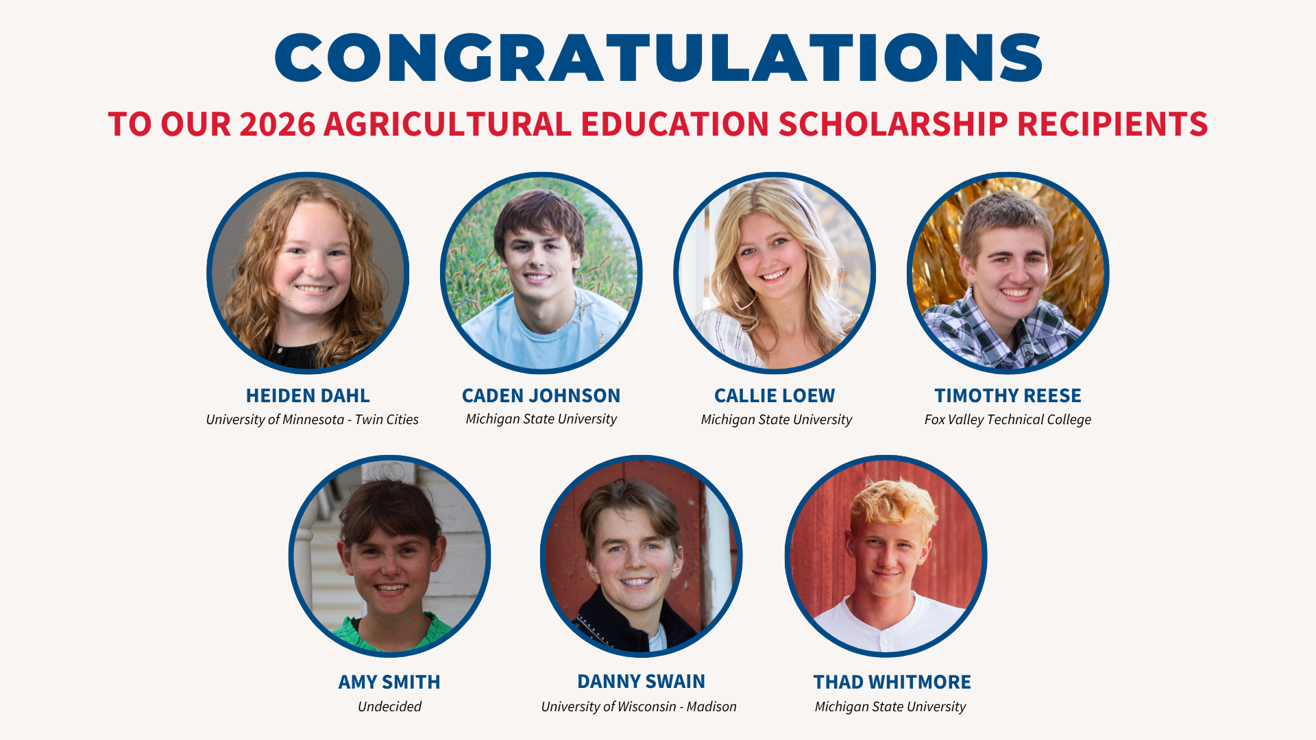 Agricultural Education Recipients with photos
